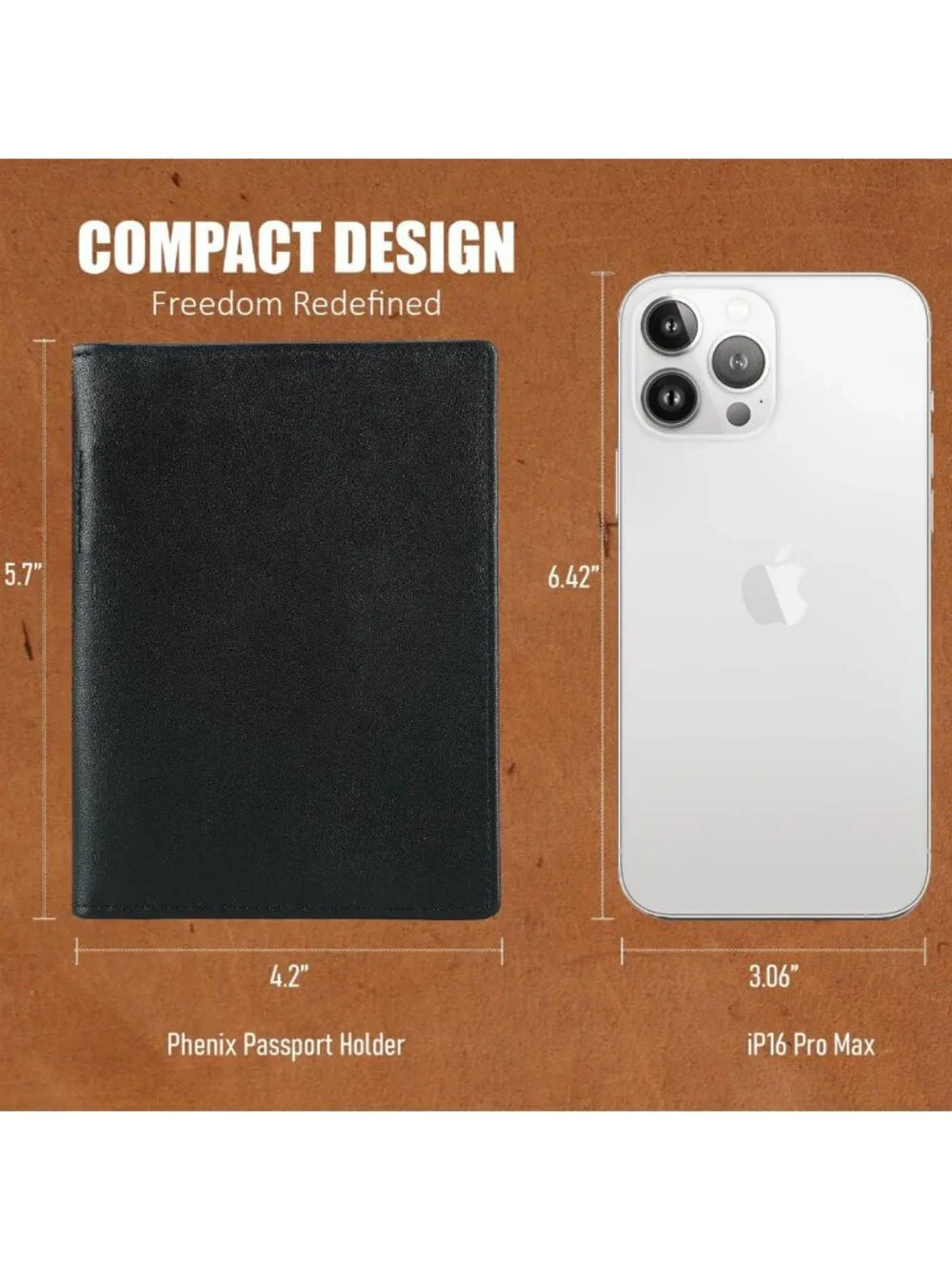 Stylish Leather Passport Holder - RFID Blocking, ID Window, Zipper Pocket